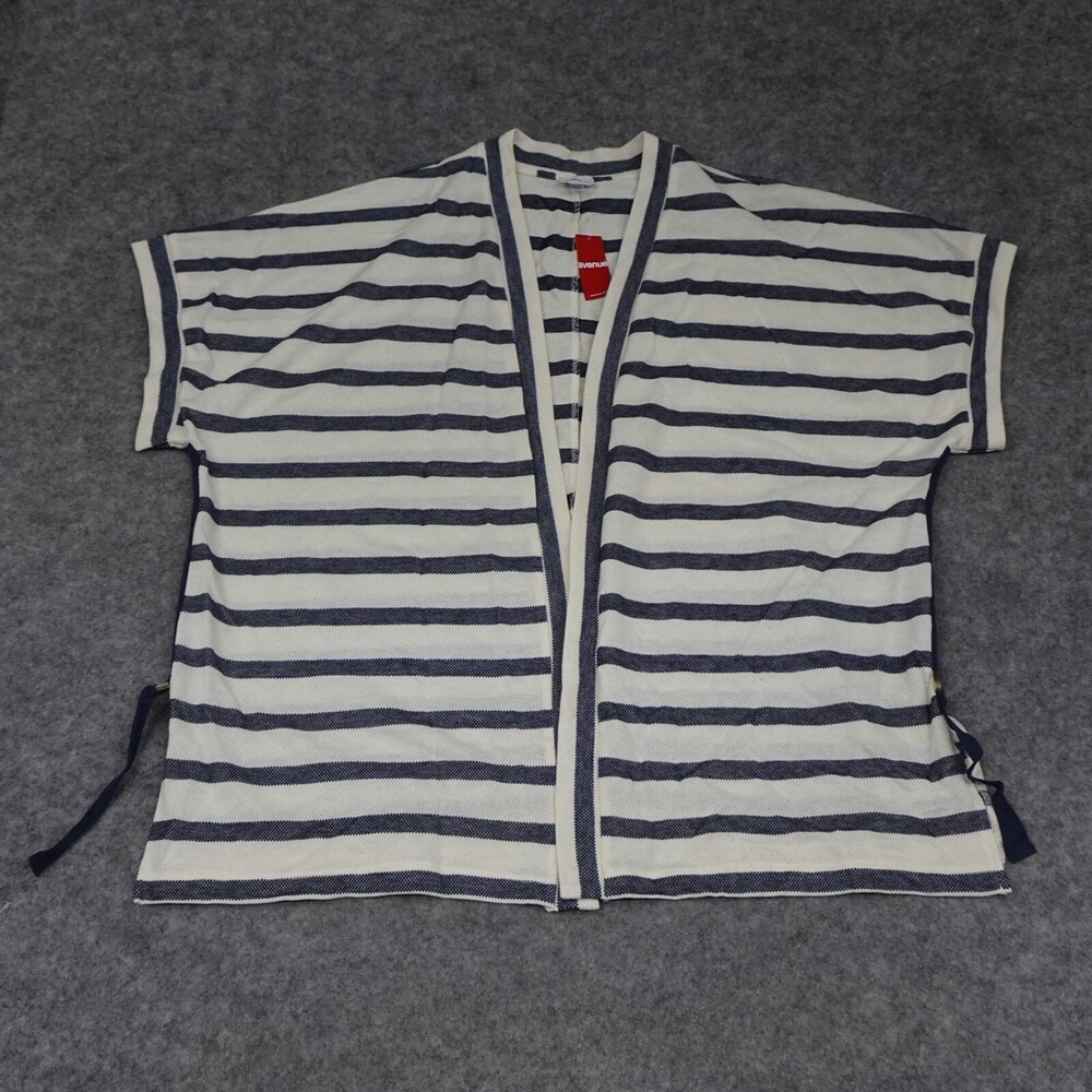 Avenue Sweater Womens 22 24 Ivory Cardigan Striped Open Relaxed Comfort Casual
